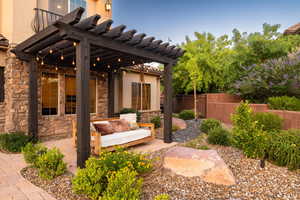 View of patio / terrace with a pergola and outdoor lounge area
