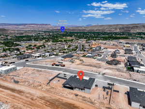 Bird's eye view of a mountain backdrop