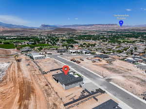 Bird's eye view of a mountain backdrop