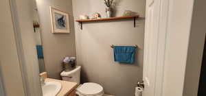 Bathroom featuring vanity and toilet