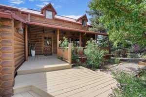 View of wooden deck.