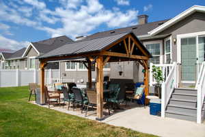 View of patio with a gazebo