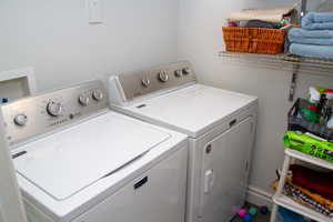 Washroom with washer and dryer