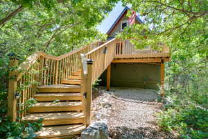 Deck featuring stairs