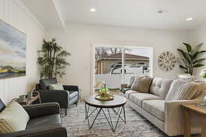 Living area with recessed lighting