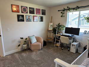 Office area with carpet floors