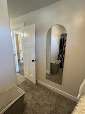 Corridor featuring carpet and arched walkways