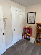 Recreation room with carpet