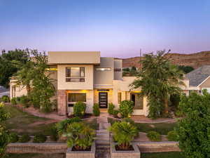 Contemporary home with stucco siding