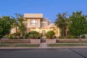Contemporary home with stucco siding