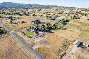 Aerial view of sparsely populated area featuring mountains