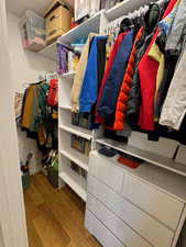 Spacious closet with wood finished floors