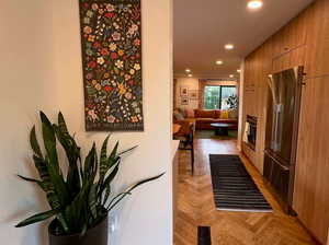 Hall featuring recessed lighting