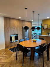 Dining room with recessed lighting