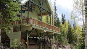 Wooden deck with stairway