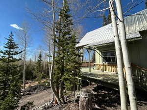 View of yard with a deck