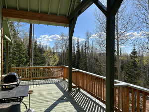 Wooden terrace with a forest view
