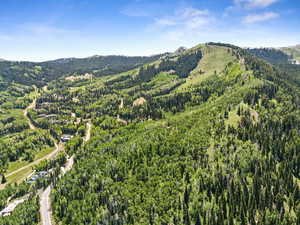 Drone / aerial view of a mountain backdrop