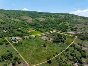 Overview of rural landscape with property boundaries highlighted