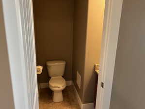 Bathroom with vanity and tile patterned flooring