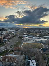 Aerial view at dusk of a view of city