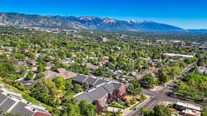 Drone / aerial view of a mountainous background