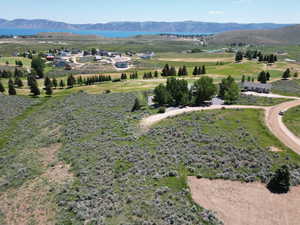 Drone / aerial view of a water and mountain view