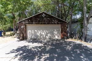 View of detached garage