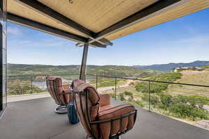Patio / terrace featuring a mountain view