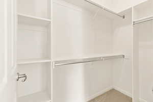 Spacious closet with carpet floors
