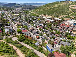 Aerial view of a mountain backdrop