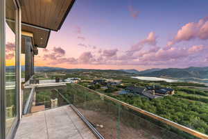 Balcony with a mountain view