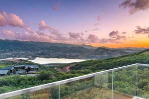 Mountain view featuring a large body of water