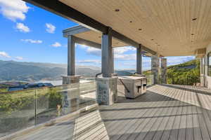 Deck featuring a mountain view