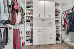 Spacious closet featuring carpet floors