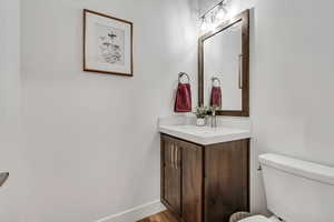 Bathroom with vanity and toilet