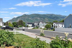 View of mountain background with nearby suburban area