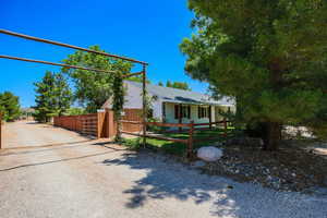 View of front of property featuring a fenced front yard