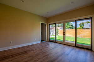 Finished flex space detached from home behind the garage.