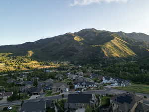 View of mountain background with nearby suburban area
