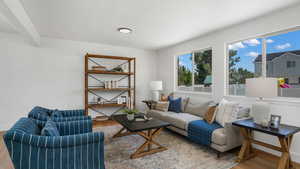 Living area featuring wood finished floors
