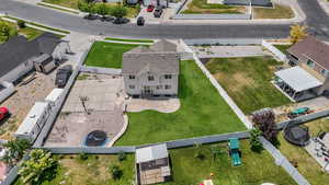 Aerial perspective of suburban area