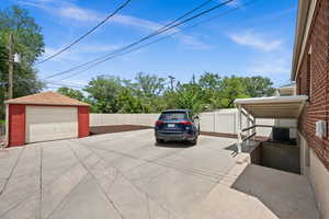 View of detached garage