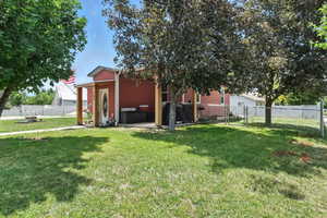 View of fenced backyard