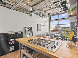 Kitchen featuring butcher block counters