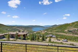 View of mountain background with a large body of water