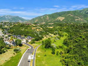 Aerial view of a mountainous background