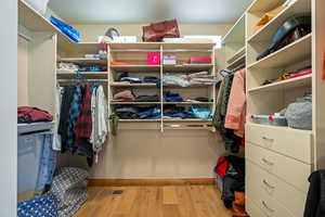 Spacious closet with wood finished floors