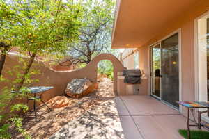 View of patio with grilling area
