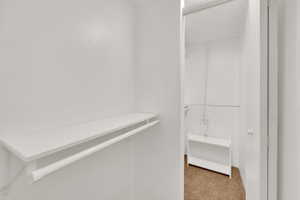 Spacious closet with carpet floors